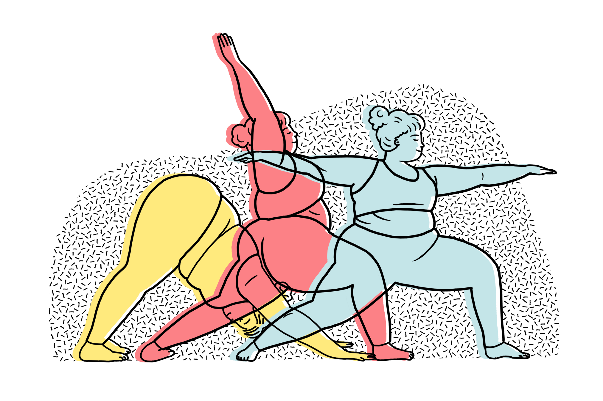 In illustration of various yoga poses