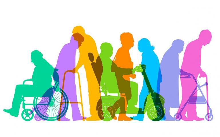 Silhoutte of different persons with disabilities
