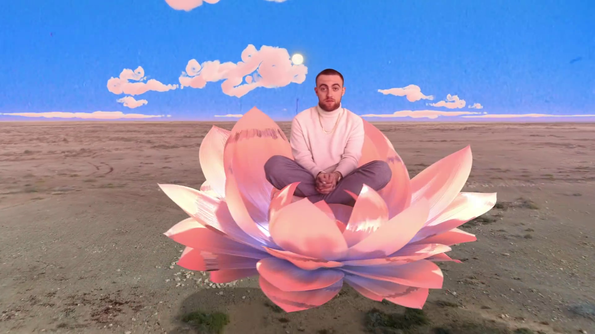 Mac Miller superimposed in a lotus flower