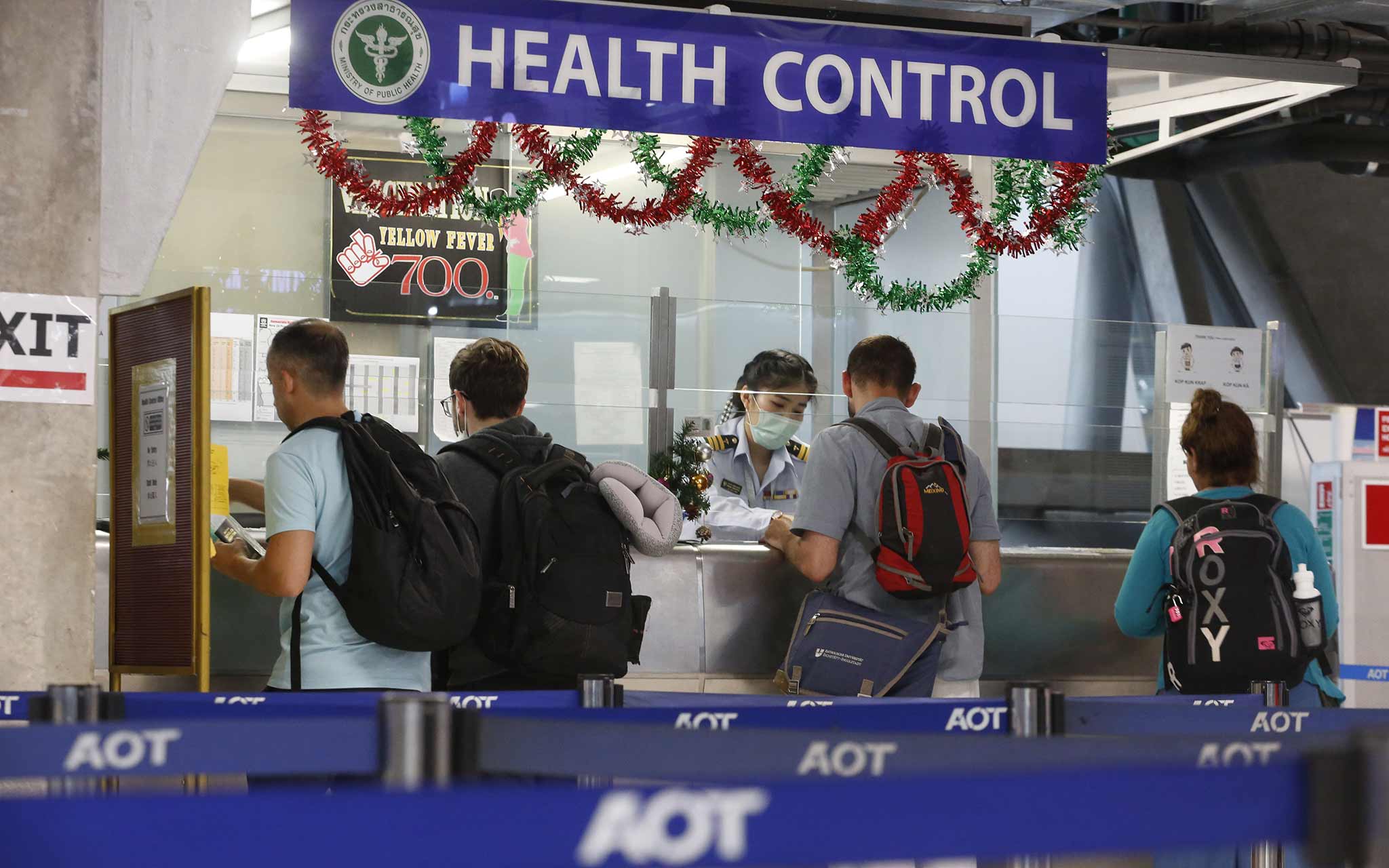 A health control booth at a Thailand airport