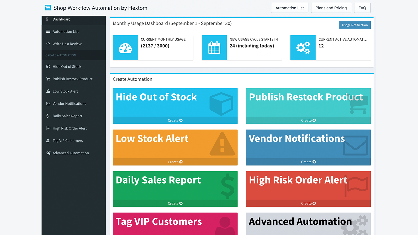 1. Dashboard of Shop Workflow Automation by Hextom.png