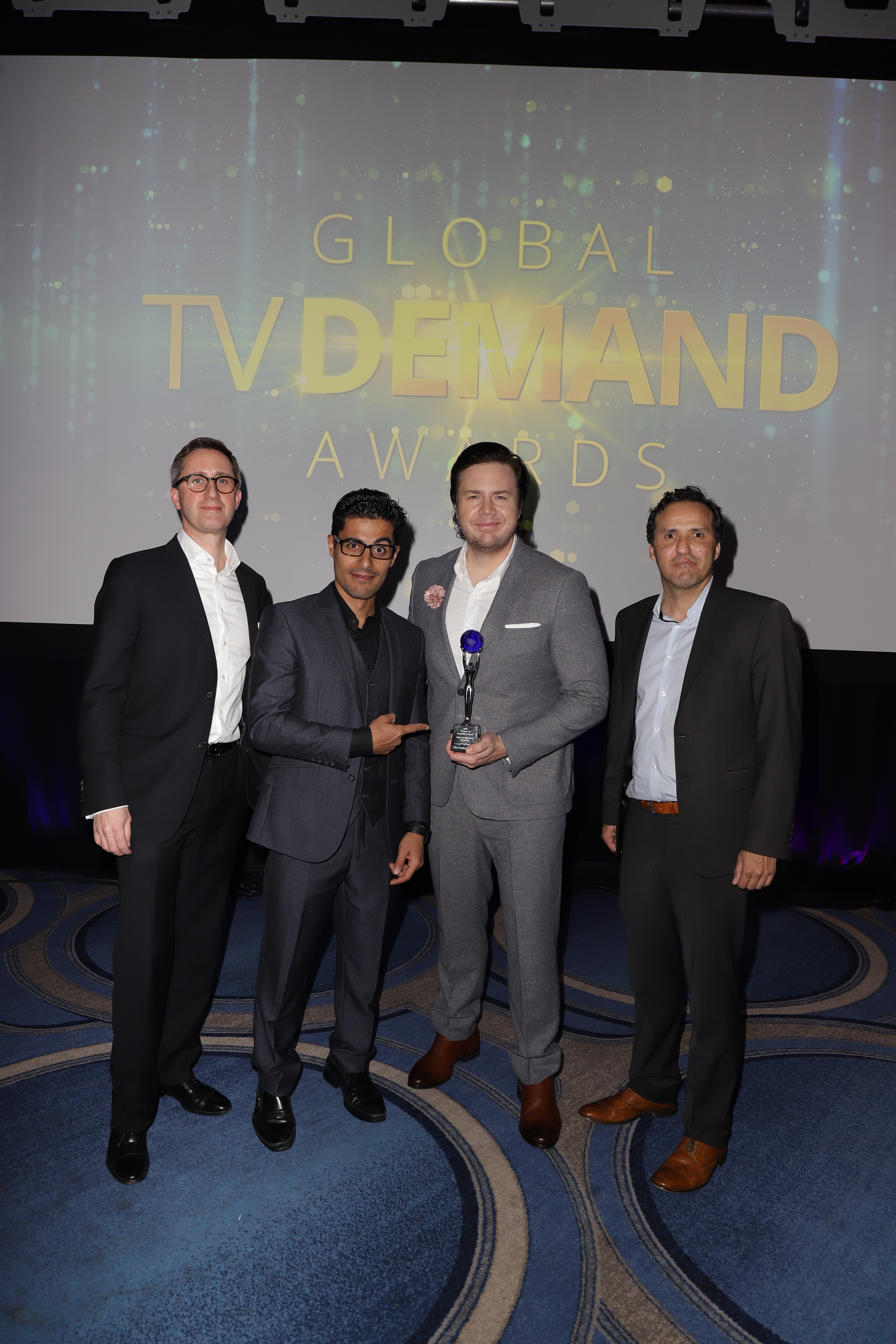 Courtney Williams, Wared Seger, Josh McDermitt and Alejandro Rojas at the Global TV Demand Awards. (Photo by John Parra/Getty Images for Parrot Analytics)