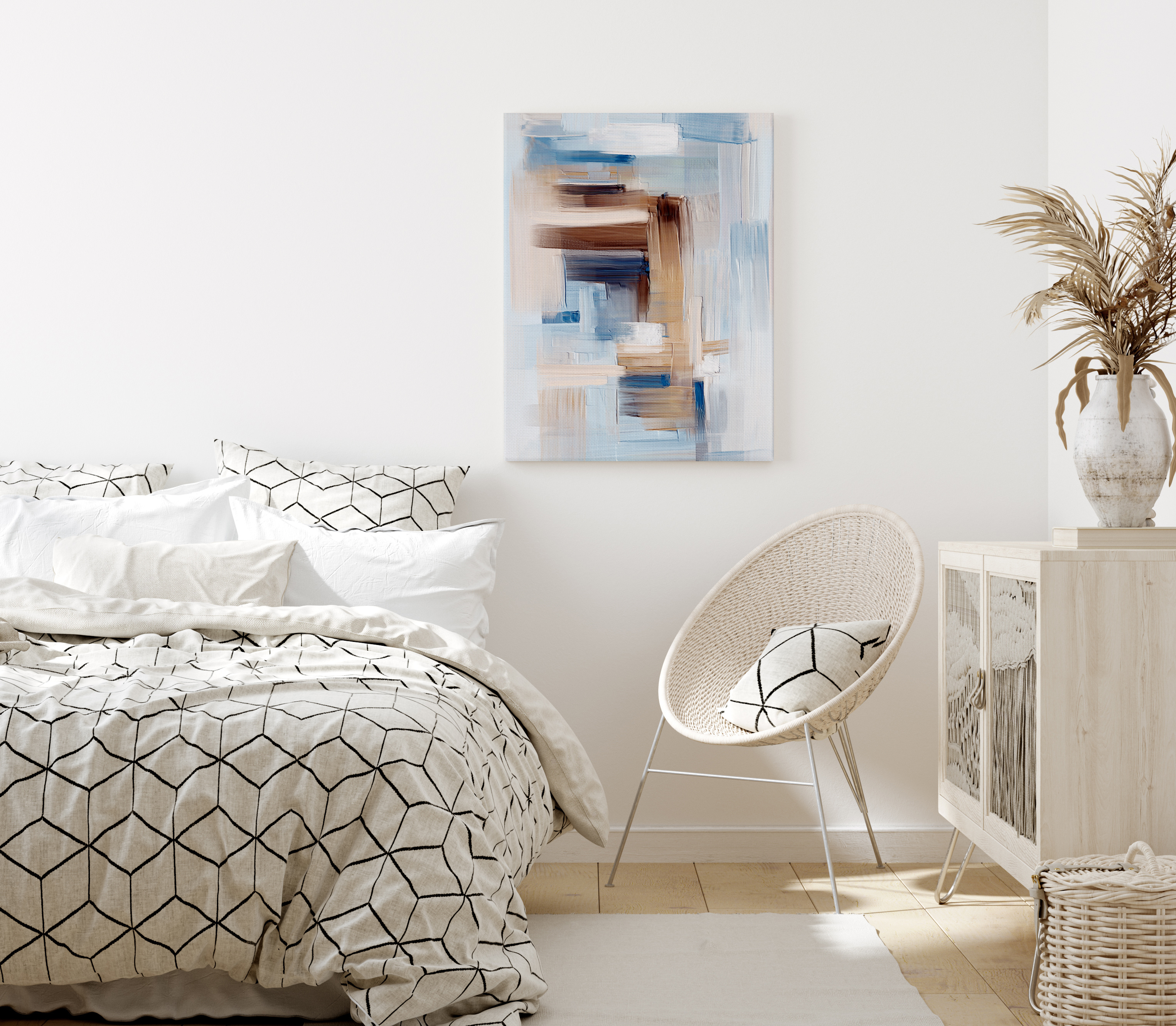 Canvas print of abstract wall art in bedroom