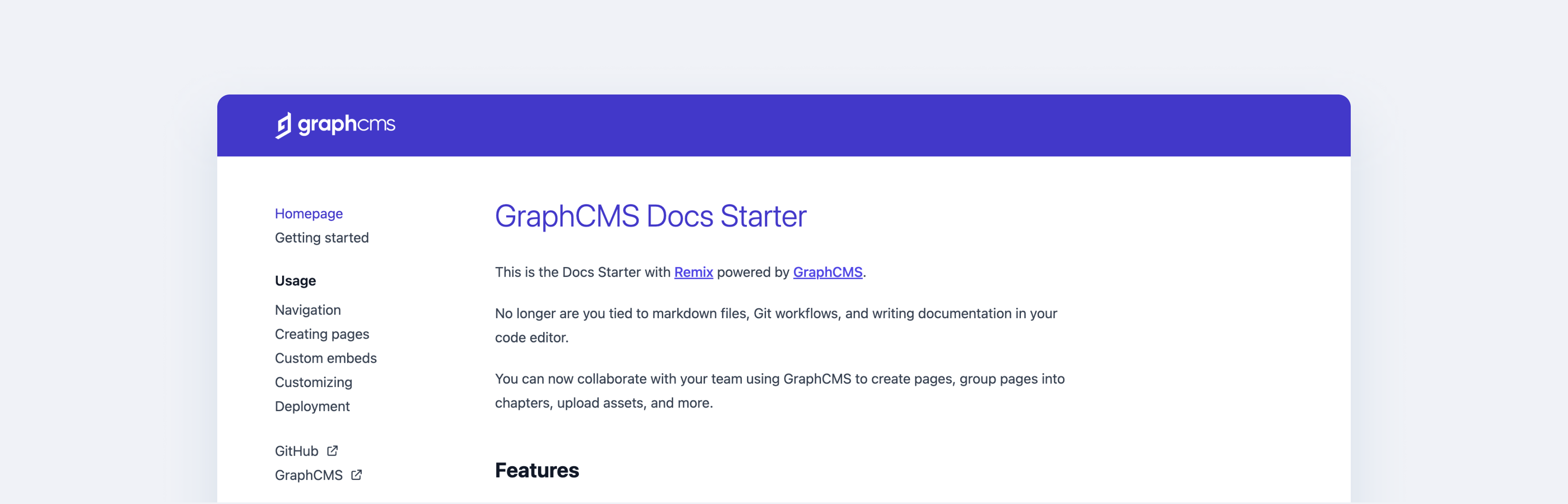 GraphCMS Docs Starter Preview