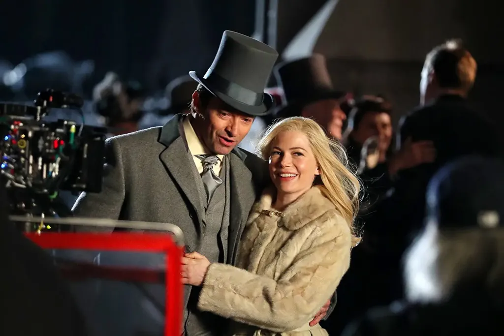 Hugh Jackman and Michelle Williams on the set of The Greatest Showman
