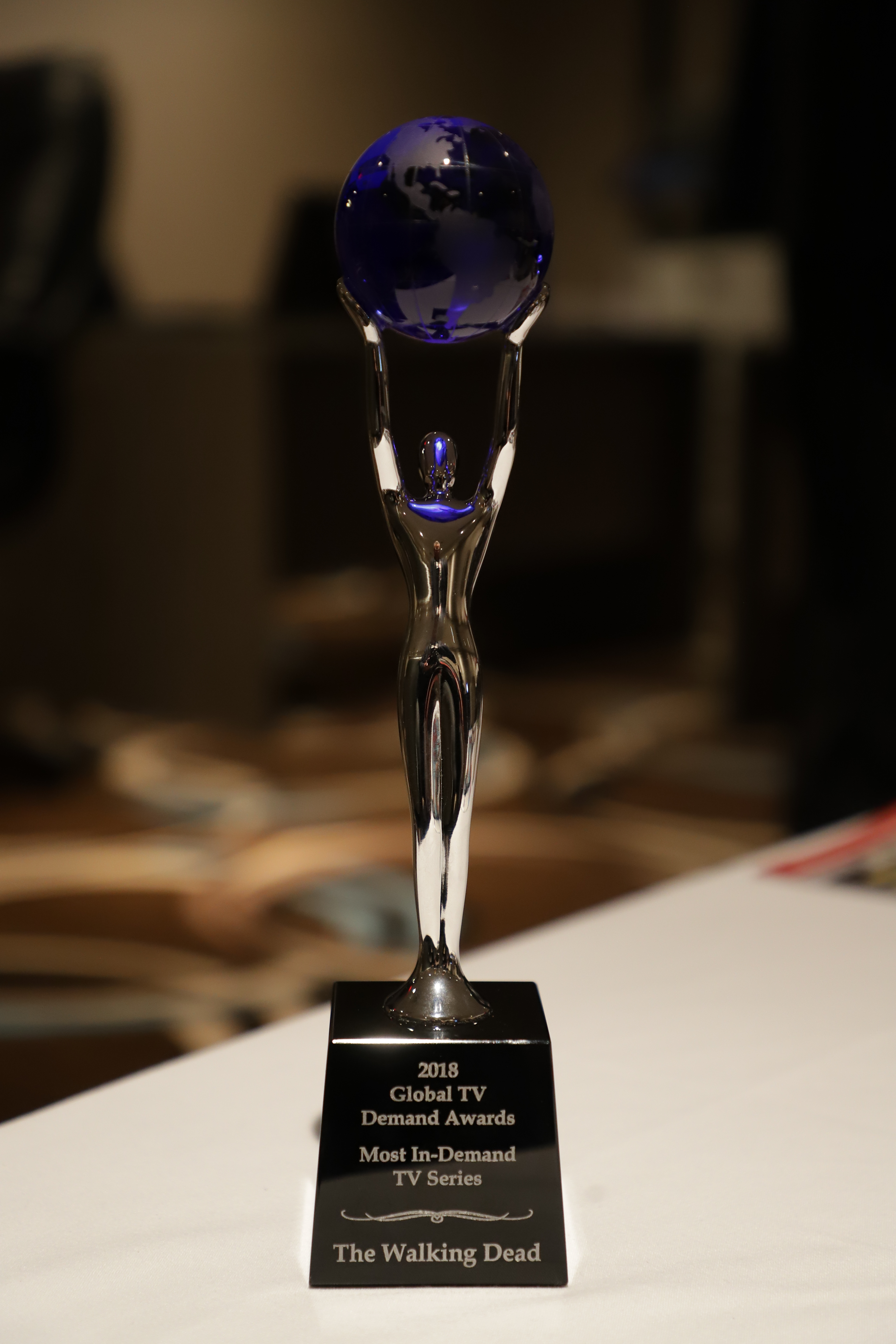 The trophy of the Global TV Demand Awards.