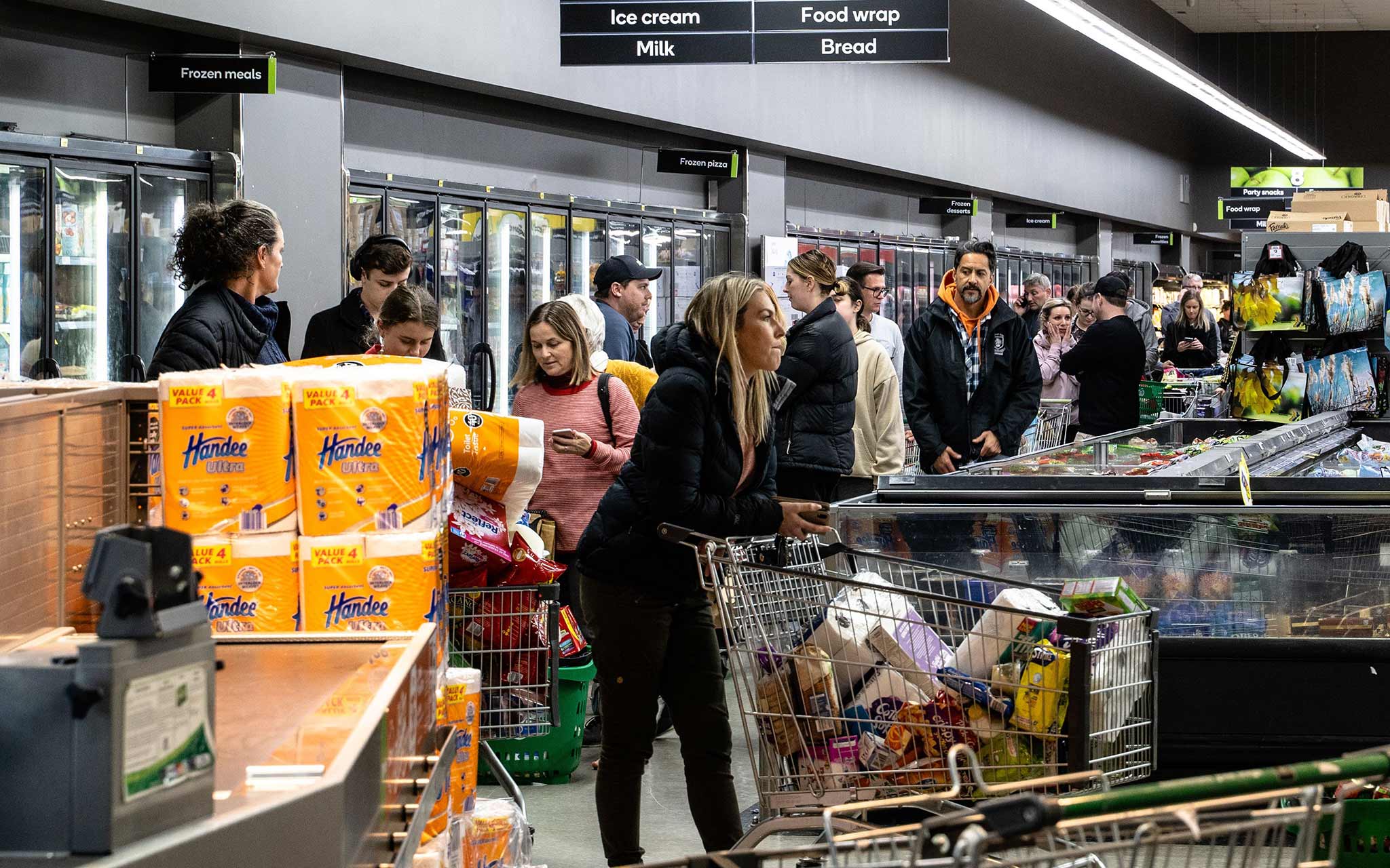 A busy supermarket aisle