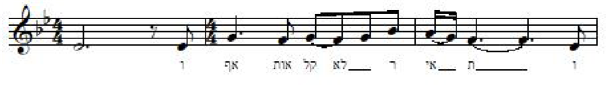 דוגמה 10, תחילתו של בית II בשיר "חניתה"