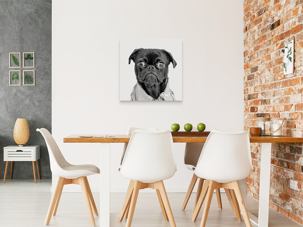 Pet Portrait hung in a living room
