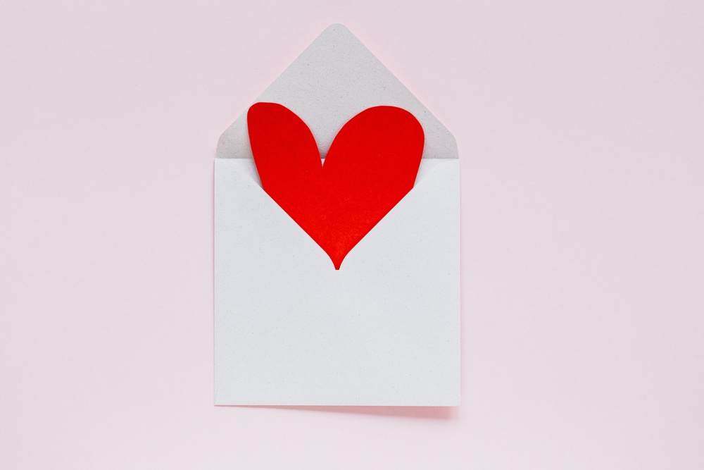 Valentine's Day envelope with heart in it