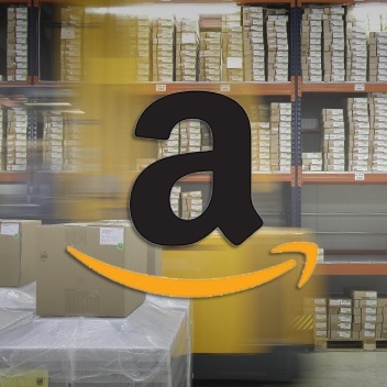 Amazon logo on warehouse