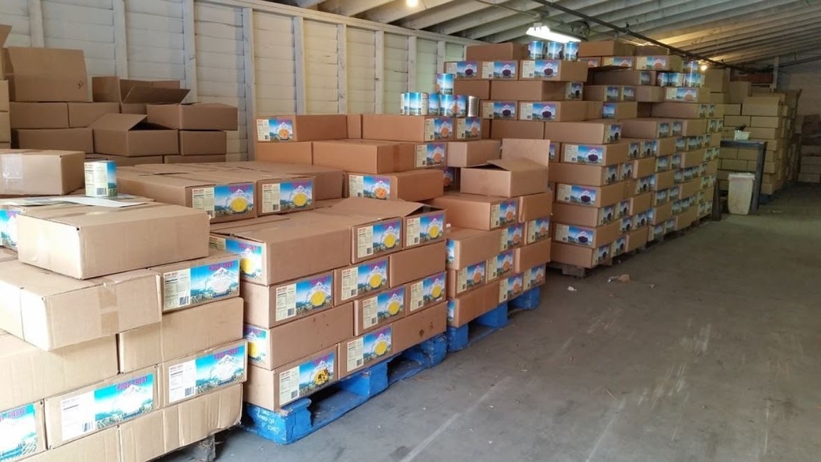 Wholesale warehouse inventory stacked boxes