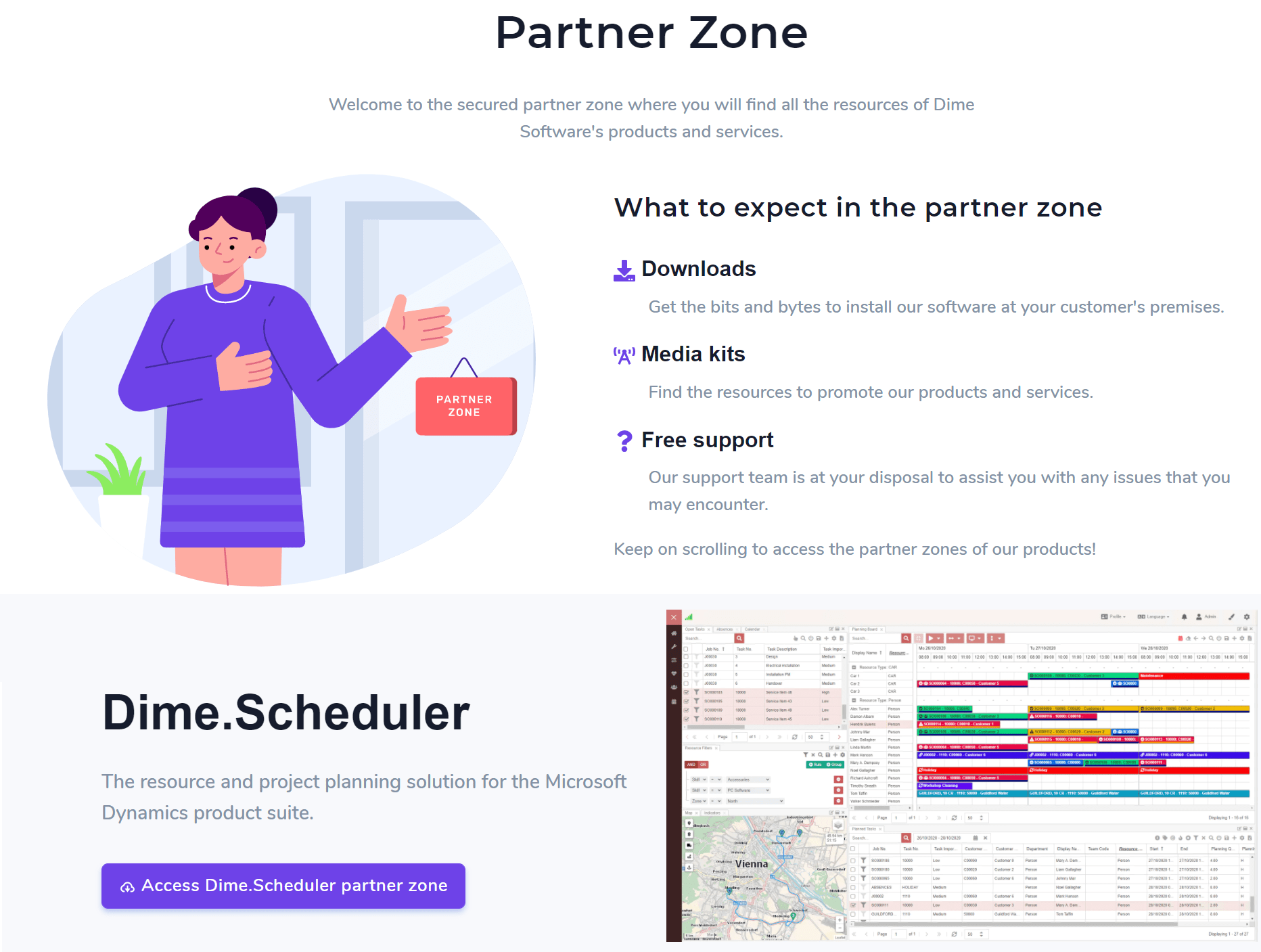 The new Dime Software partner zone.