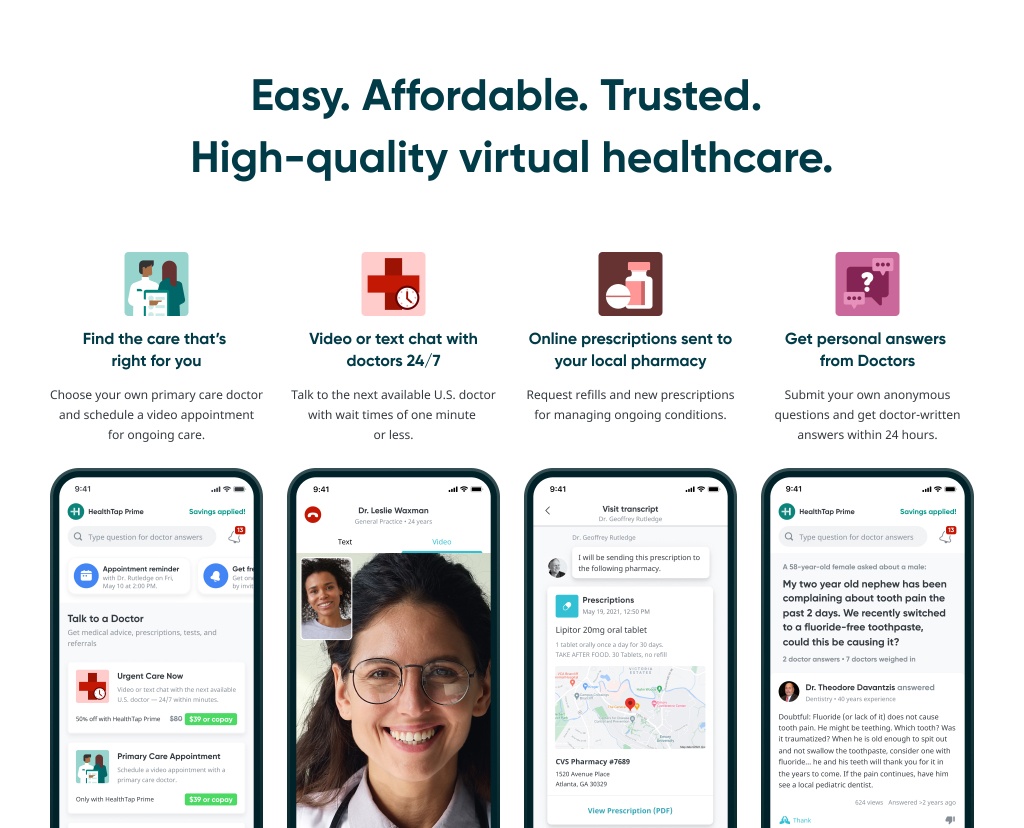 Get high-quality, affordable telehealth & doctor appointments from HealthTap, 24/7 on demand