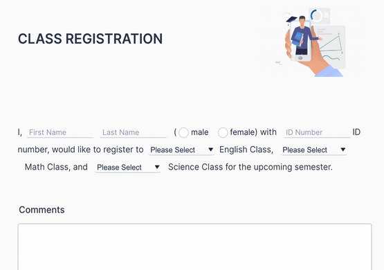 Template for Online Student Registration