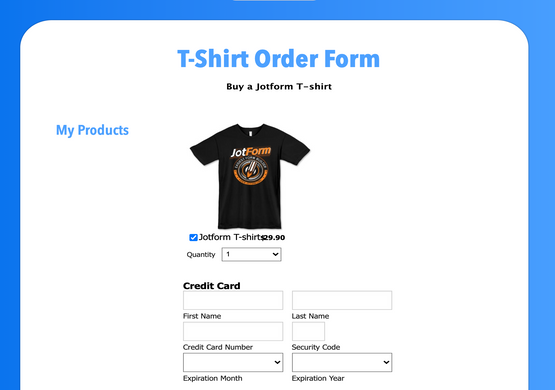 Online Order Form For Clothing