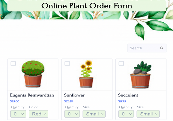 Online Form for Plant Purchase Request