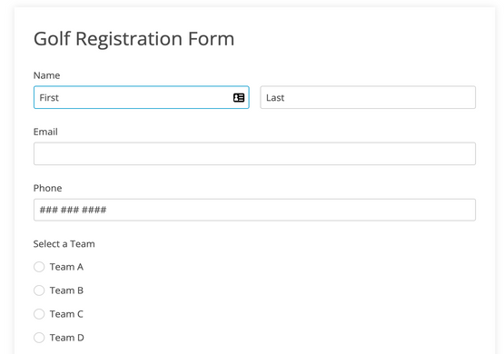Golf Player Registration Form Template