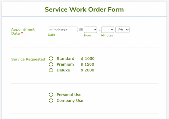 Order Form Template for Services