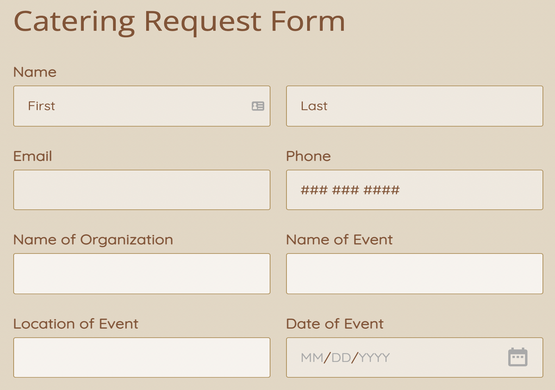 Catering Order Form for Coprorate Events (w/o Menu)