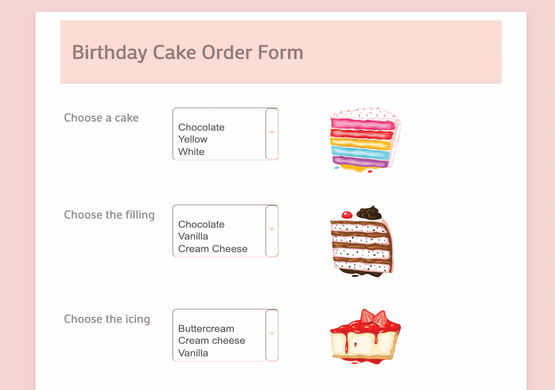 Birthday Cake Order Form