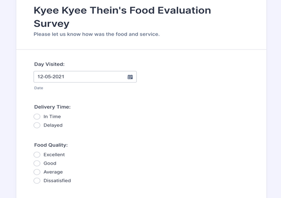 Food & Delivery Quality Survey