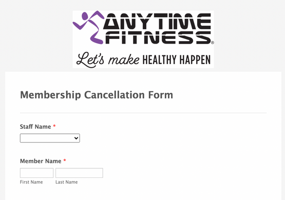Fitness Membership Cancellation Form