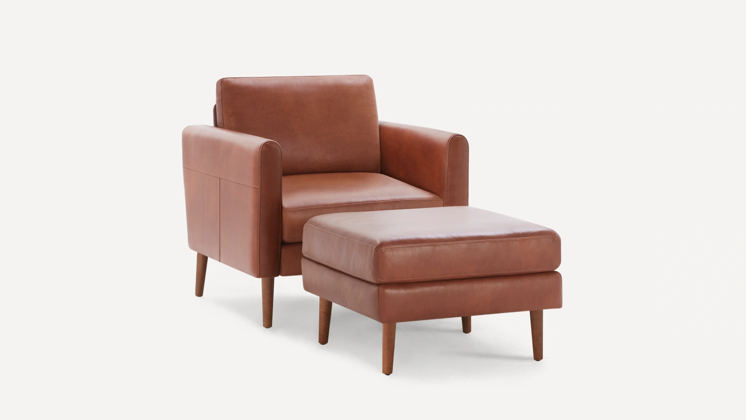 The Nomad Leather Club Chair With, Brown Leather Chair And Ottoman