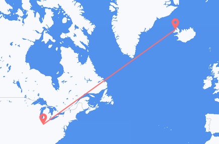 Flights from the city of Indianapolis to the city of Ísafjörður