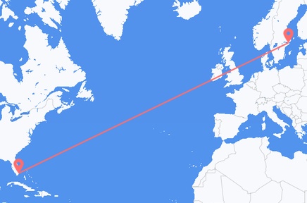 Flights from the city of Miami to the city of Stockholm