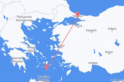 Flights from the city of Istanbul to the city of Santorini