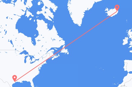 Flights from the city of Houston to the city of Egilsstaðir