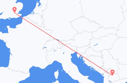 Flights from the city of London to the city of Skopje