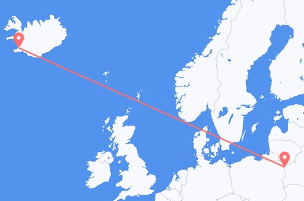 Flights from the city of Grodno to the city of Reykjavik