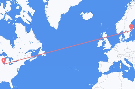 Flights from the city of Chicago to the city of Stockholm