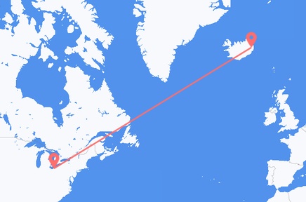 Flights from the city of Cleveland to the city of Egilsstaðir