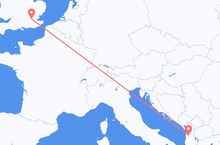 Flights from the city of London to the city of Tirana