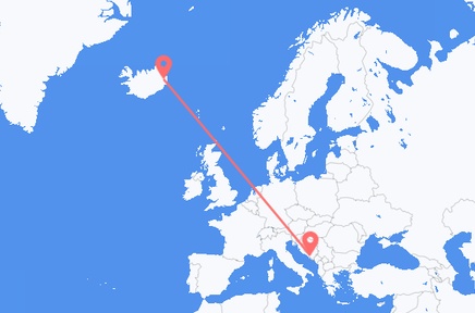 Flights from the city of Mostar to the city of Egilsstaðir