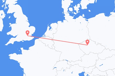 Flights from the city of London to the city of Prague