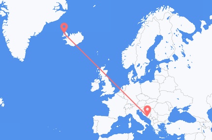 Flights from the city of Mostar to the city of Ísafjörður