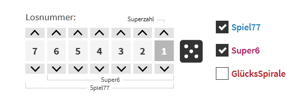 Ihre Zahlen für Super6 und Spiel77 ergeben sich aus den letzten sechs bzw. sieben Stellen der Losnummer.