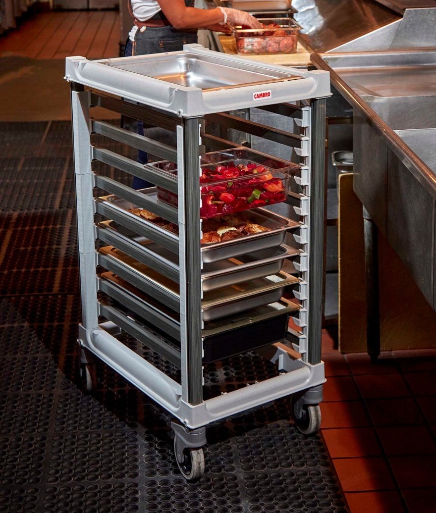 Camshelving GN food pan trolleys available from FEM