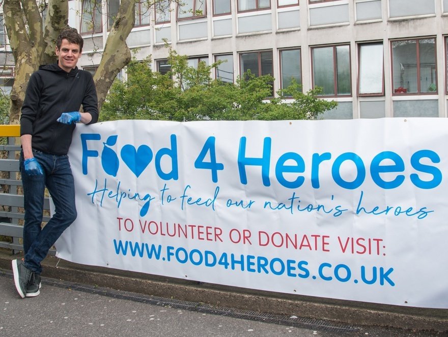 Jonny Brownlee delivers 100,000th meal for Food4Heroes at Huddersfield Royal Infirmary