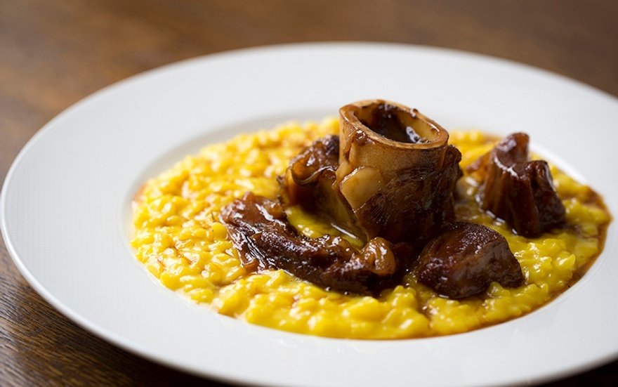 Risotto Milanese with osso bucco