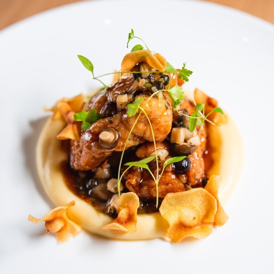 Veal sweetbreads, parsnips and shimeji mushrooms