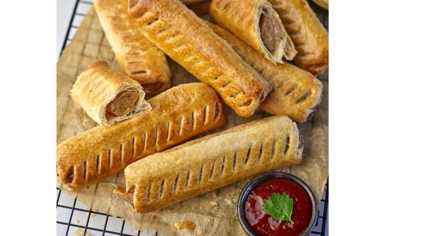 KaterVeg! unbaked vegan sausage roll available from Central Foods