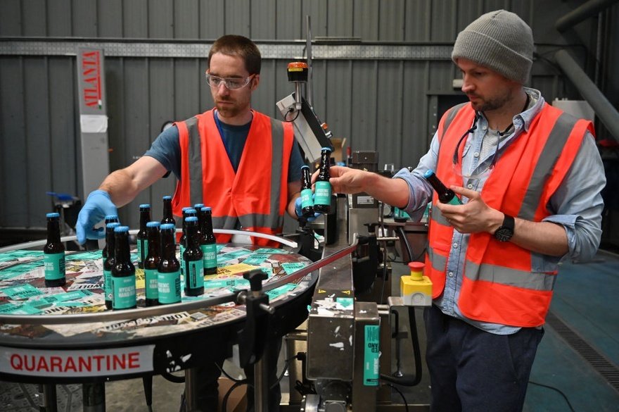 BrewDog founders James Watt and Martin Dickie making sanitiser after turning over some production capacity at its main brewing facility