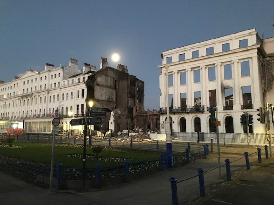 The hotel following the collapse on Monday