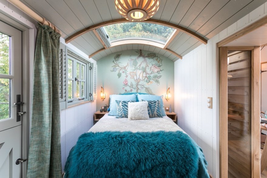 Another Place - The Lake - Outside - Shepherd hut - Bedroom - Credit Ben Carpenter Photography