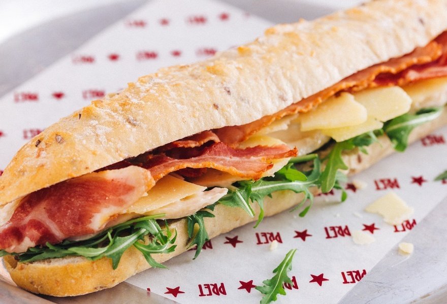 Chicken caesar and bacon baguette
